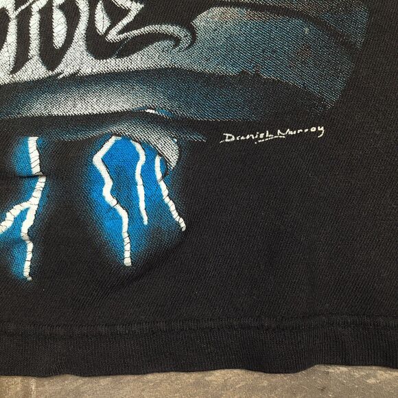 Vintage American Thunder Wolf Only the Strong Survive T Shirt Tee Distressed AOP - Picture 6 of 16